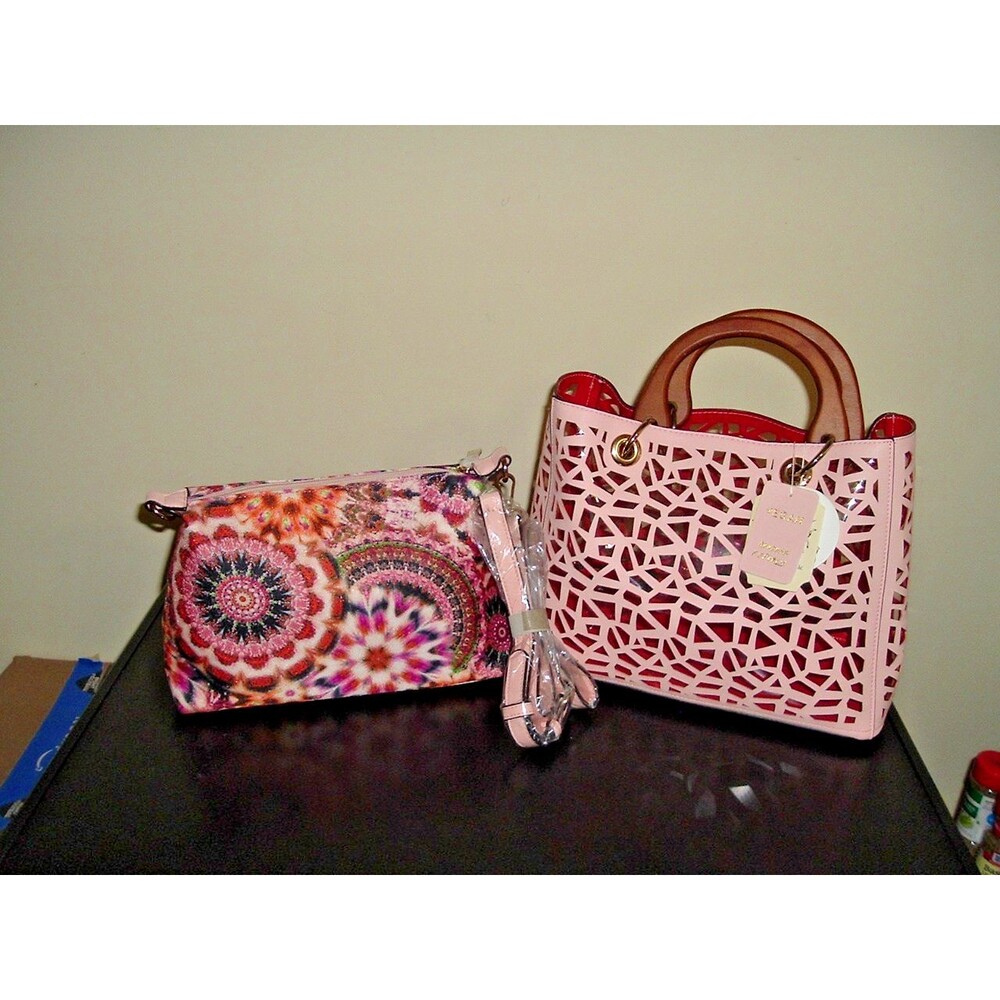 New Handbag Republic Vegan Leather, Lazer Cut Tote w/Removable Crossbody Pouch
